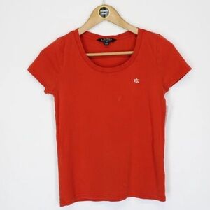 Vintage Y2K Lauren Ralph Lauren Orange Cap Sleeve Baby Tee Size Medium